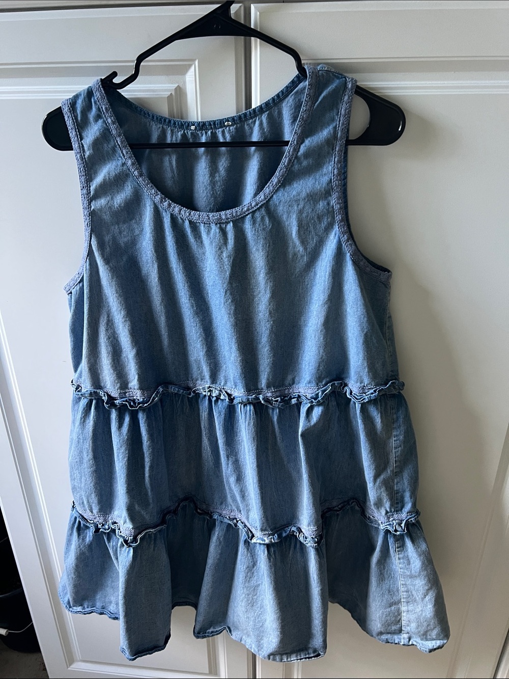 Light Wash Tiered Denim Tank Top